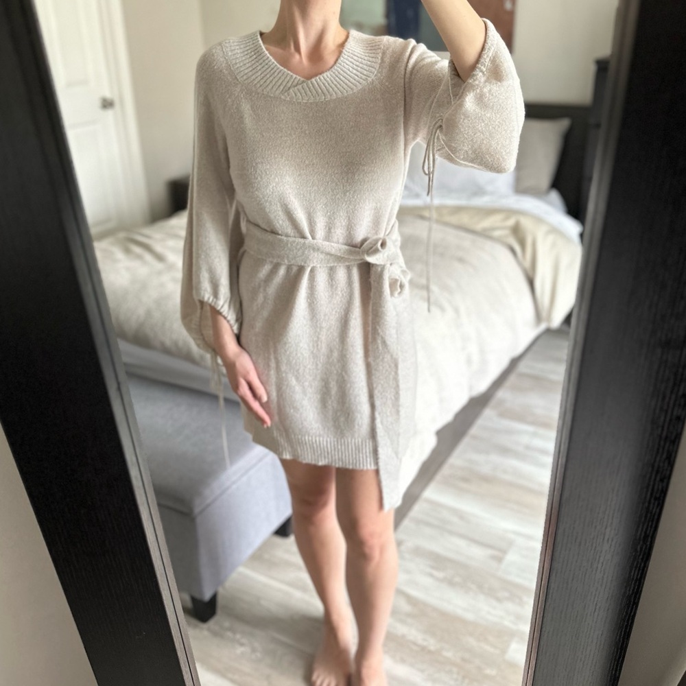 Express cream colored sweater dress in XS